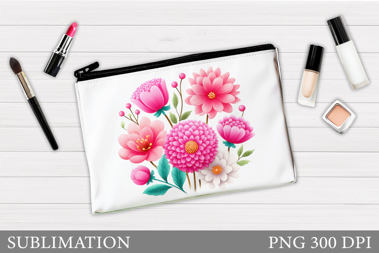 Flowers Makeup Bag Design. Flowers Cosmetics Bag Sublimation
