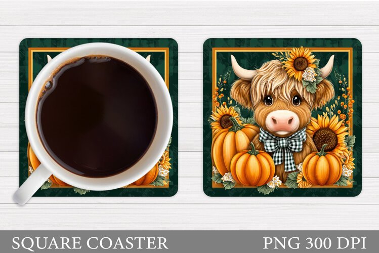 Halloween Cow Coaster Design. Halloween Coaster Sublimation example image 1