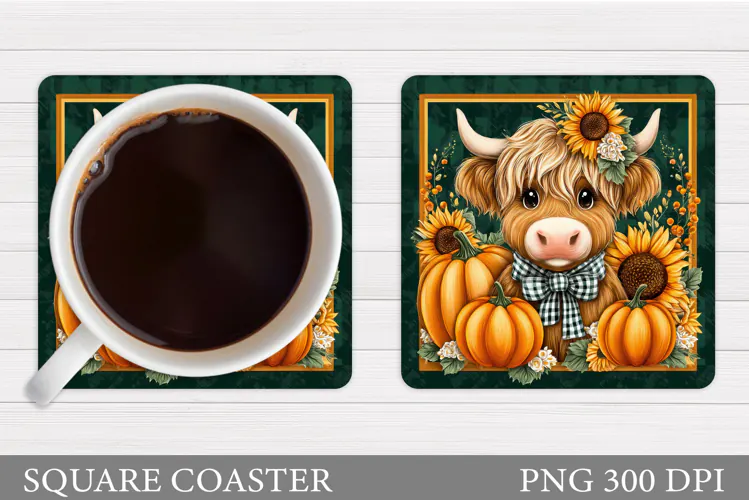 Halloween Cow Coaster Design. Halloween Coaster Sublimation