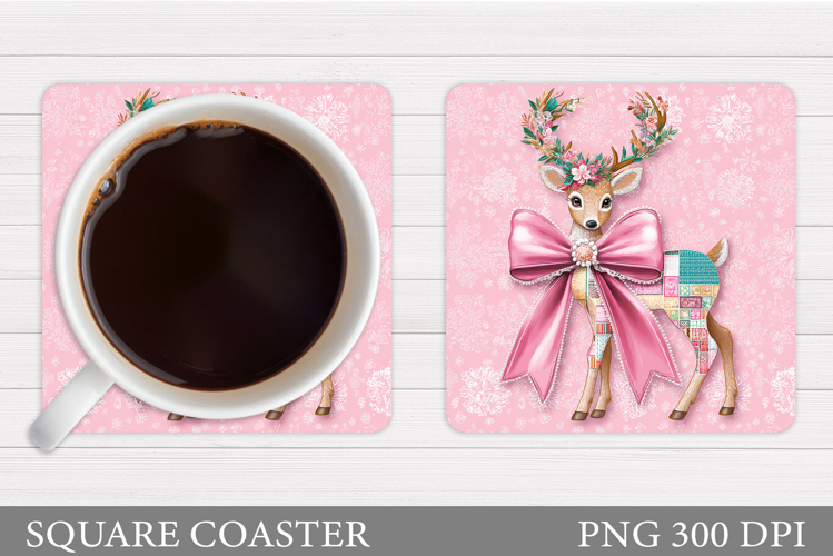 Christmas Deer Coaster Design. Christmas Coaster Sublimation