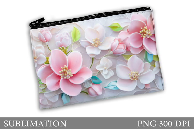 Flowers Makeup Bag Design. Flowers Cosmetics Bag Sublimation