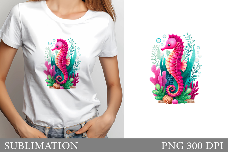 Seahorse T-Shirt Design. Cute Seahorse Sublimation