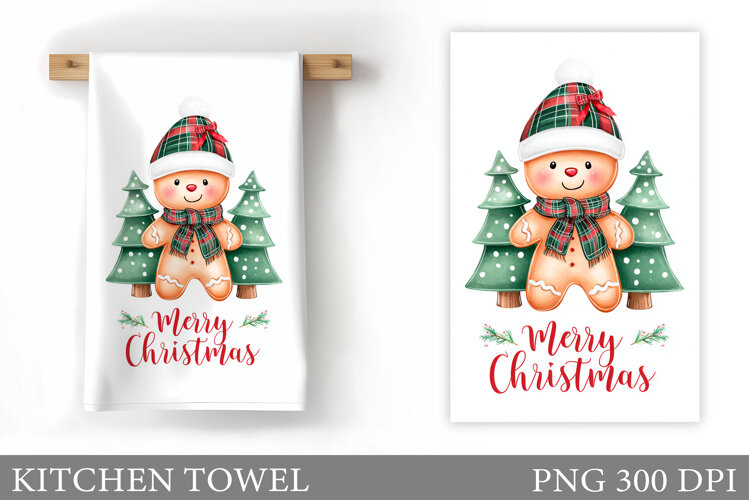 Gingerbread Kitchen Towel. Christmas Kitchen Towel Design example image 1