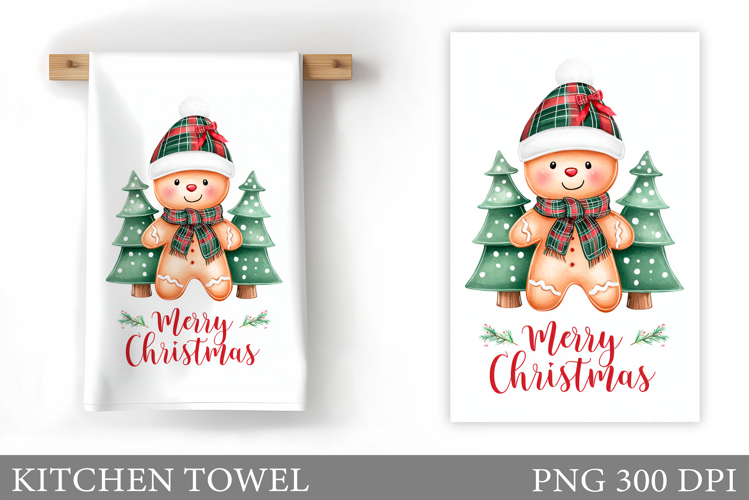 Gingerbread Kitchen Towel. Christmas Kitchen Towel Design