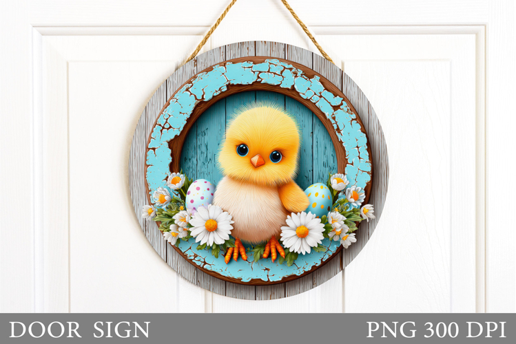 Easter Chick Door Sign Design. Easter Door Sign Sublimation