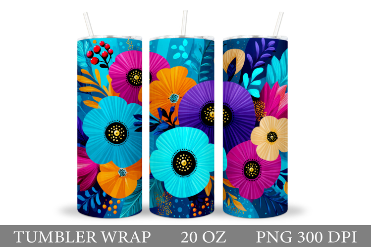 Floral Tumbler Design. Flowers Tumbler Sublimation