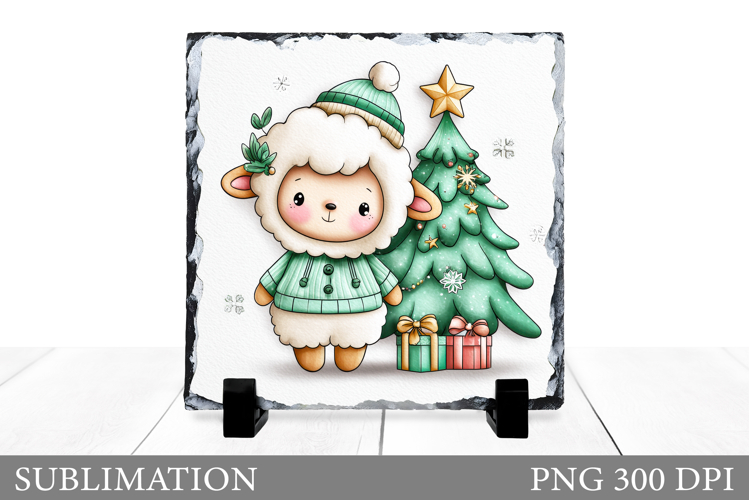 Christmas Lamb Sublimation. Christmas Lamb Slate Design