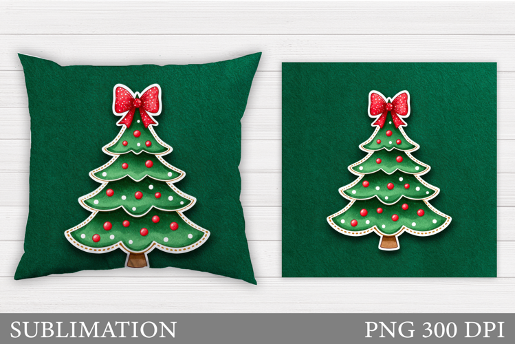 Christmas Tree Pillow Design. Christmas Pillow Sublimation