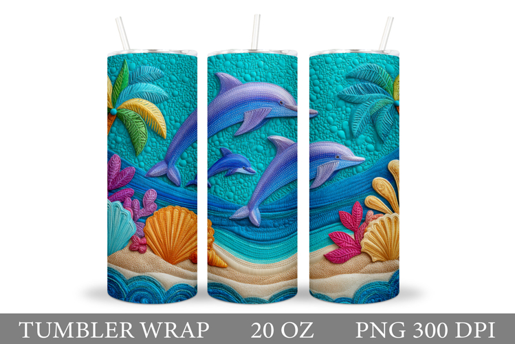 Dolphins Tumbler Design. Sea Tumbler Sublimation example image 1