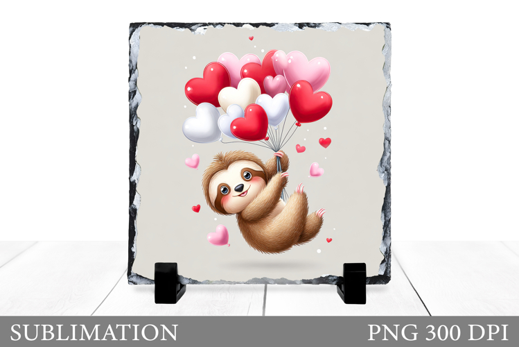 Valentines Sloth Sublimation. Valentines Slate Design