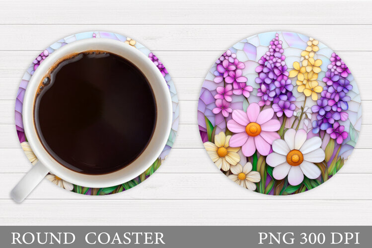 Wildflowers Coaster Design. Floral Coaster Sublimation example image 1