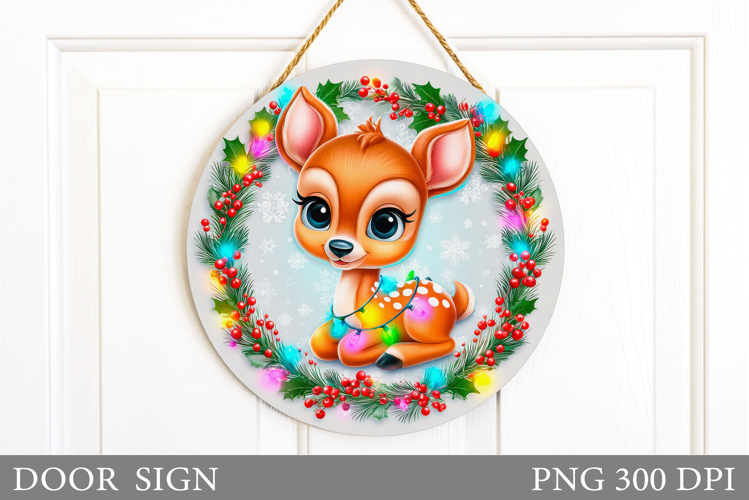 Christmas Deer Door Sign. Christmas Door Sign Sublimation