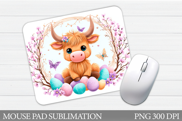 Easter Cow Mouse Pad Design. Easter Mouse Pad Sublimation