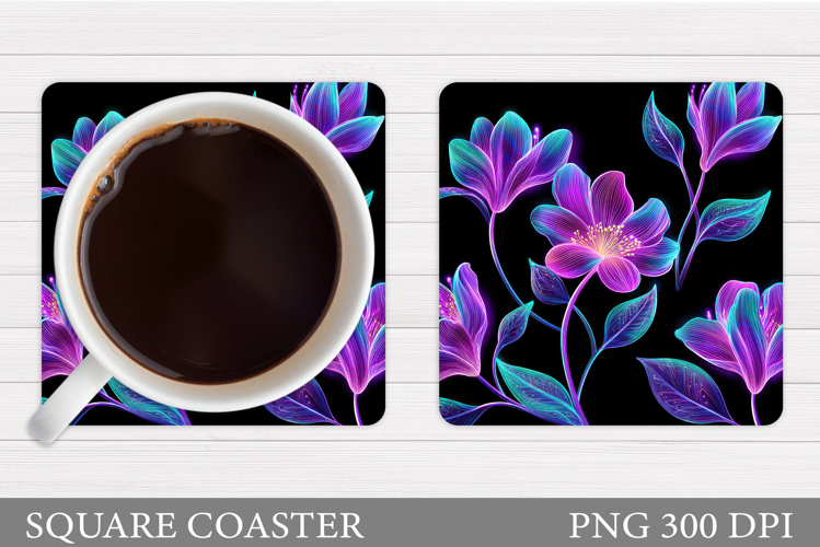Floral Coaster Design. Flowers Coaster Sublimation