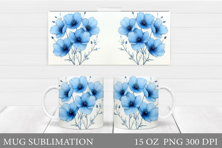 Floral Mug Sublimation. Flowers Mug Wrap Design
