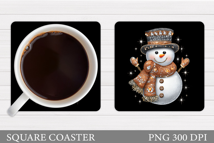 Sparkling Snowman Coaster. Christmas Coaster Sublimation
