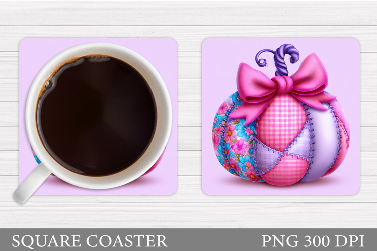 Patchwork Pumpkin Coaster. Fall Coaster Sublimation