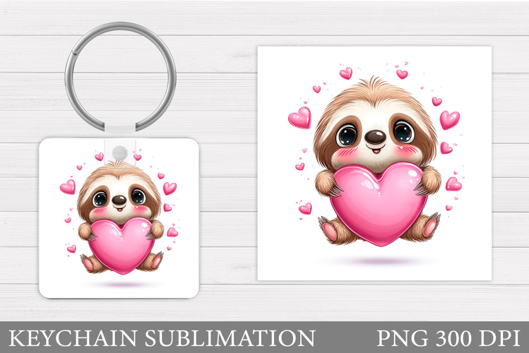 Valentines Sloth Keychain. Valentine Keychain Design