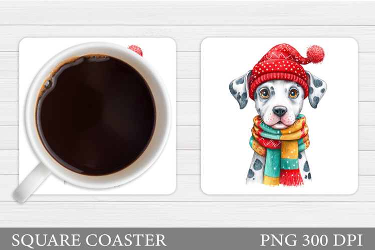 Cute Dog Coaster Design. Christmas Coaster Sublimation