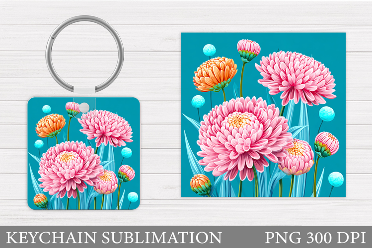 Flowers Keychain Design. Floral Keychain Sublimation