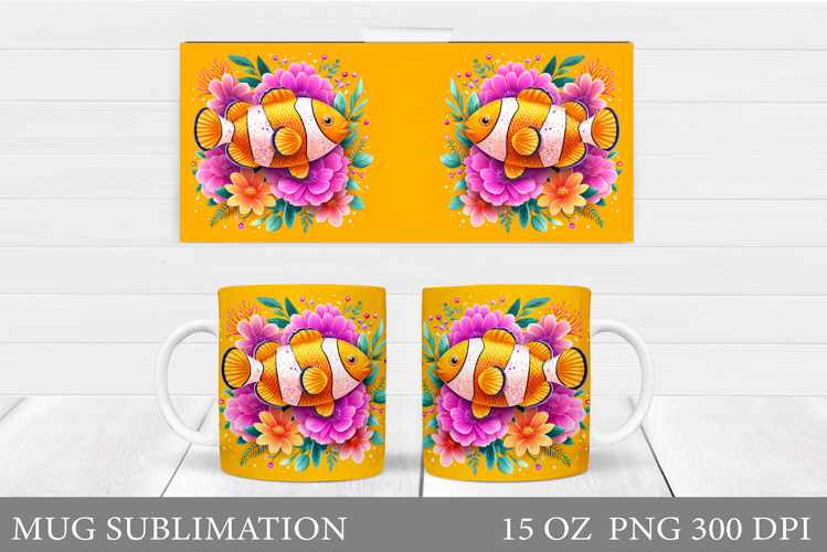 Fish Mug Wrap Design. Fish Sublimation