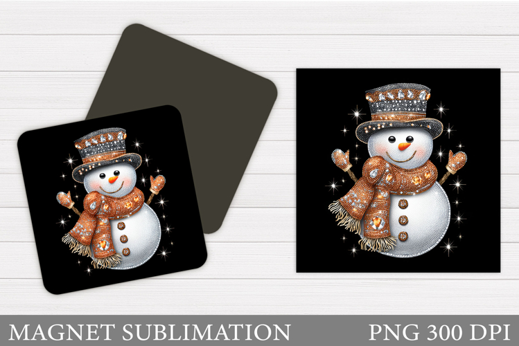 Snowman Magnet Sublimation. Cute Snowman Square Magnet
