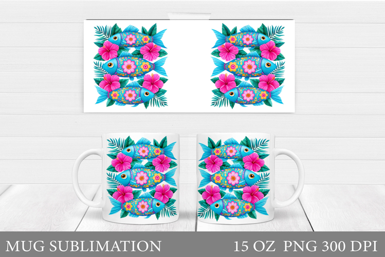 Fish Mug Wrap Design. Fish Mug Sublimation