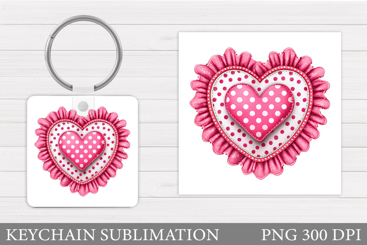 Heart Keychain Design. Valentine Keychain Sublimation