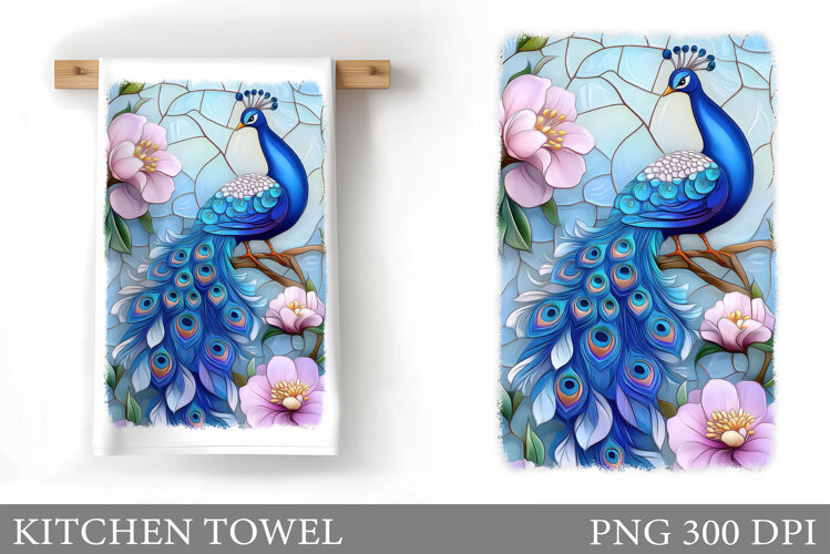 Peacock Kitchen Towel Design. Peacock Sublimation example image 1
