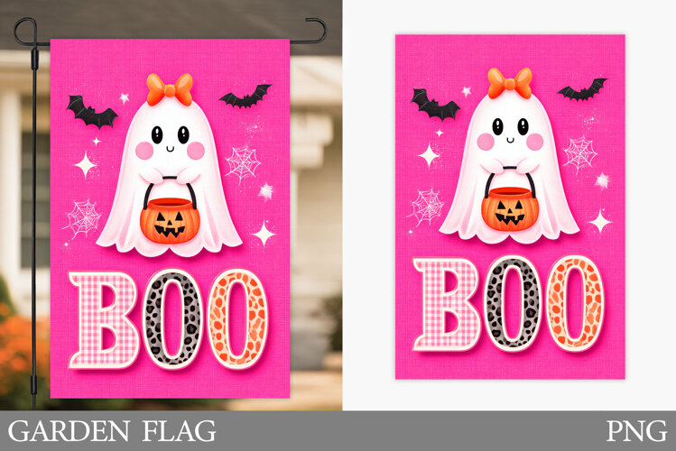 Ghost Garden Flag Sublimation. Halloween Garden Flag Design example image 1