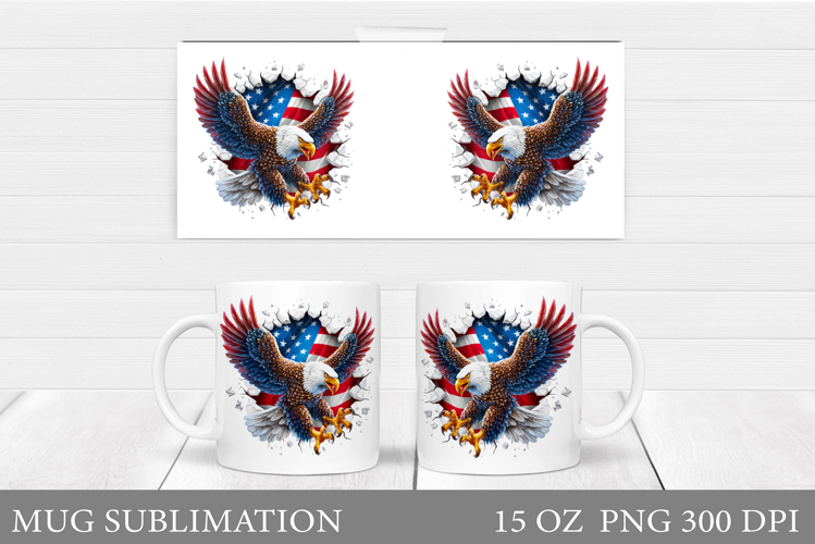 Patriotic Eagle Mug Design. Patriotic Mug Sublimation