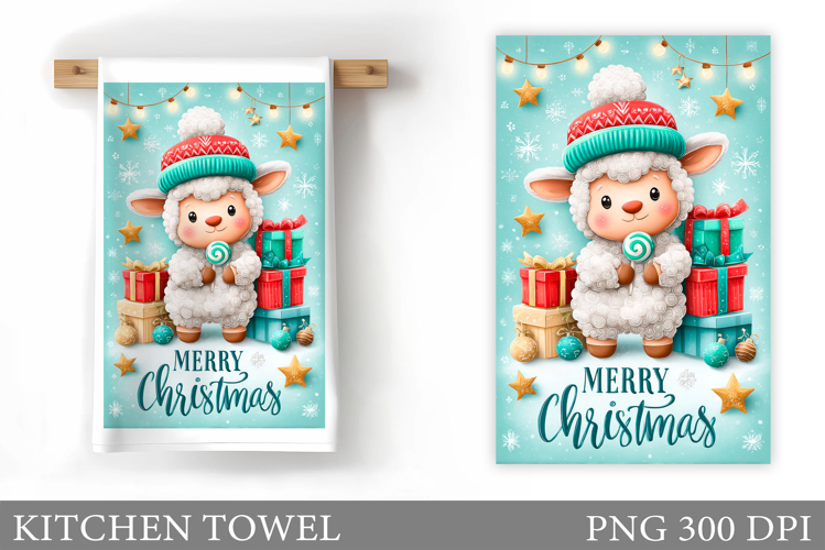 Christmas Lamb Kitchen Towel. Christmas Kitchen Towel Design