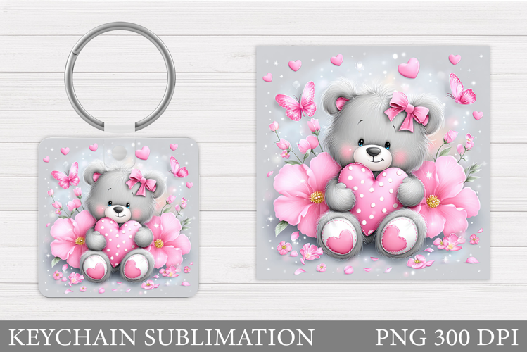 Valentines Bear Keychain. Cute Bear Keychain Design
