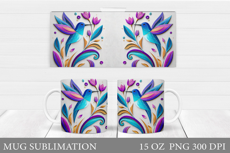 Hummingbird Mug Design. Flowers Mug Sublimation