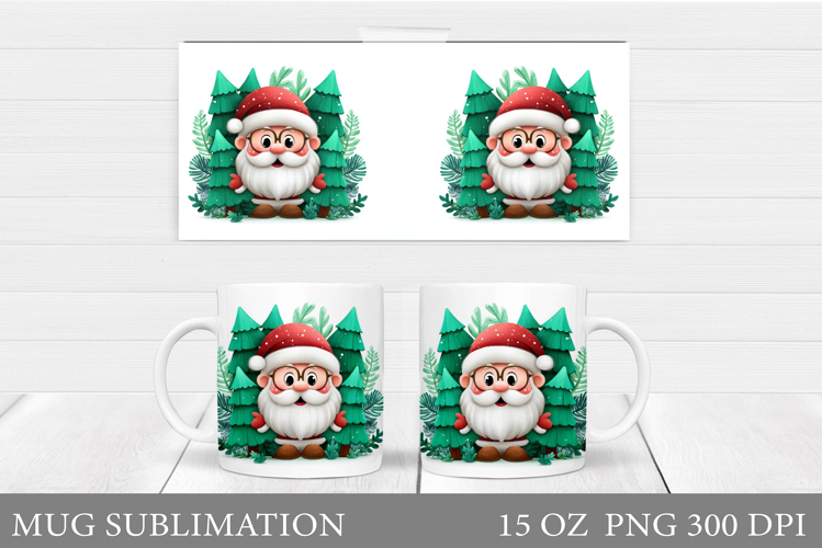 Santa Claus Mug Design. Christmas Mug Sublimation