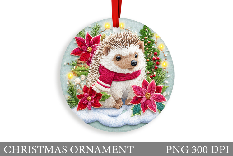 Cute Hedgehog Christmas Ornament. Cute Hedgehog Sublimation
