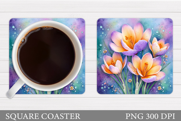 Flowers Crocus Coaster. Spring Flowers Coaster Sublimation