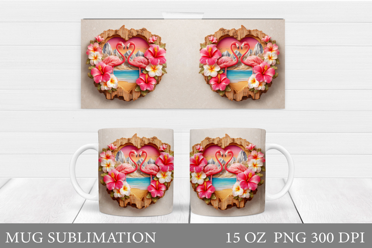 Flamingo Mug Wrap Design. Flamingo Mug Wrap Sublimation