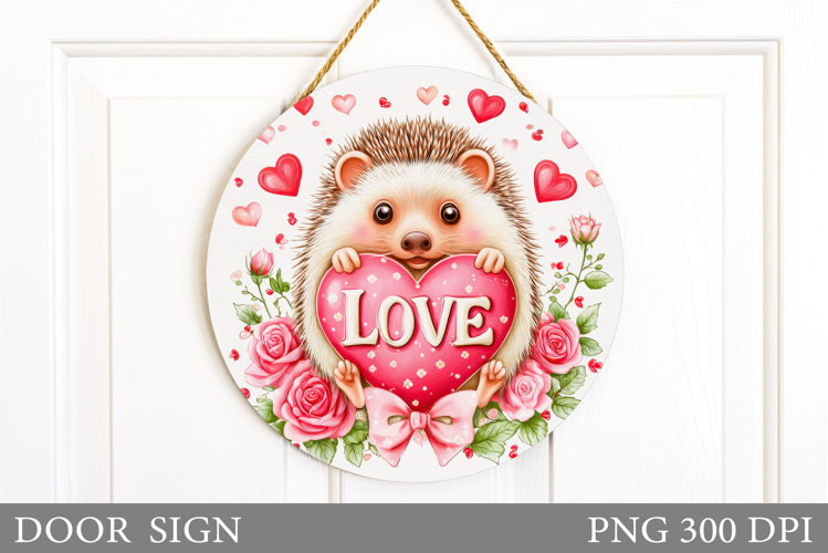 Valentines Hedgehog Door Sign. Valentines Door Sign Design