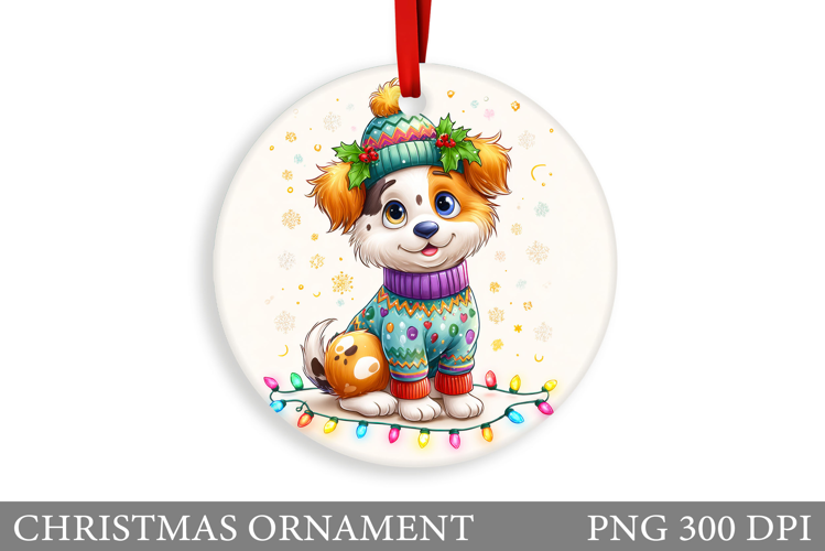 Cute Dog Christmas Ornament. Winter Dog Christmas Ornament