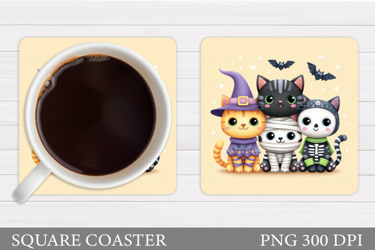 Halloween Cat Coaster Design. Halloween Coaster Sublimation
