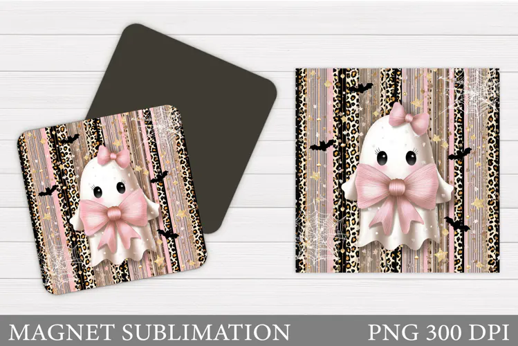 Cute Ghost Magnet Design. Halloween Magnet Sublimation