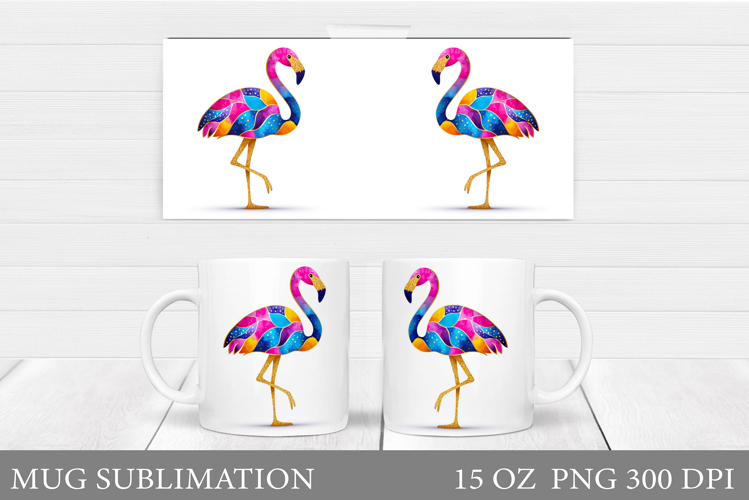 Flamingo Mug Wrap Design. Flamingo Mug Sublimation
