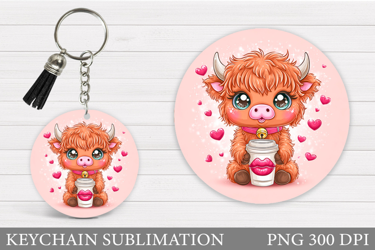 Valentines Cow Keychain. Valentine Keychain Design