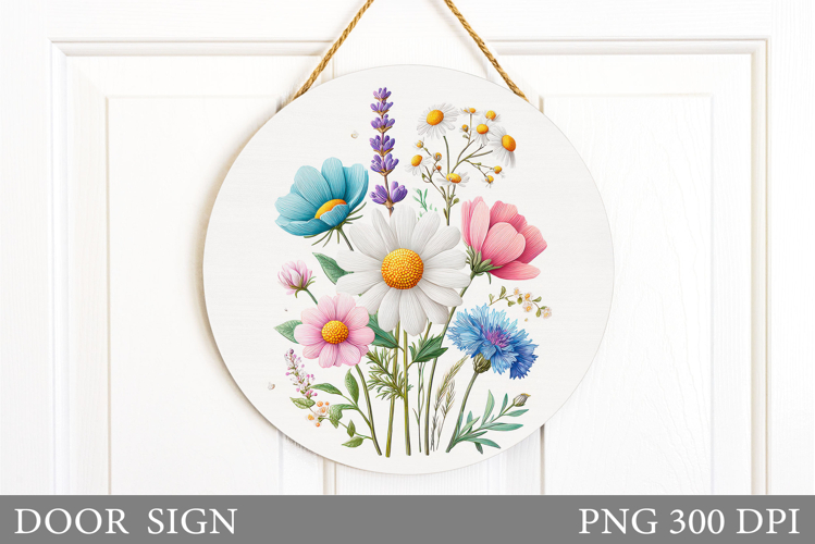 Wildflowers Door Sign Sublimation. Flowers Door Sign Design
