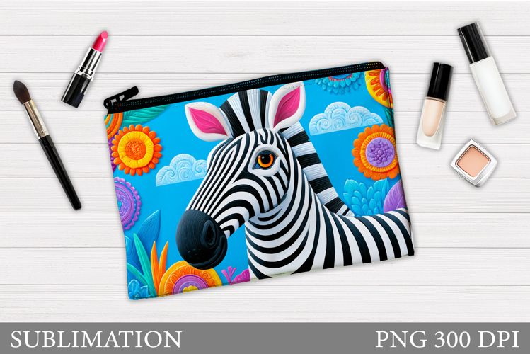 Zebra Cosmetics Bag Design. Zebra Makeup Bag Sublimation
