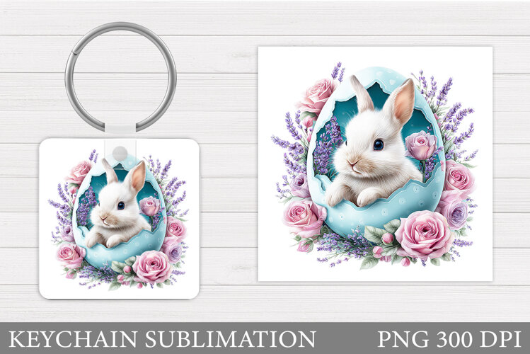 Easter Bunny Keychain Design. Easter Keychain Sublimation example image 1