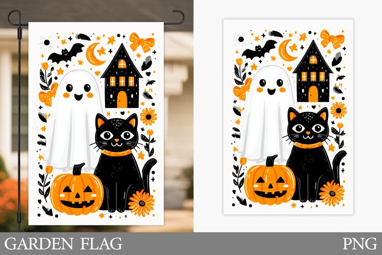 Halloween Garden Flag Design. Halloween Sublimation example image 1