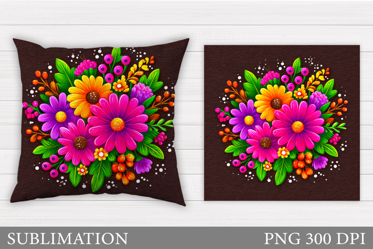Floral Pillow Sublimation. Flowers Sublimation
