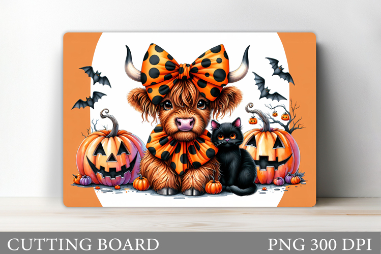 Highland Cow Cutting Board. Halloween Cutting Board Design